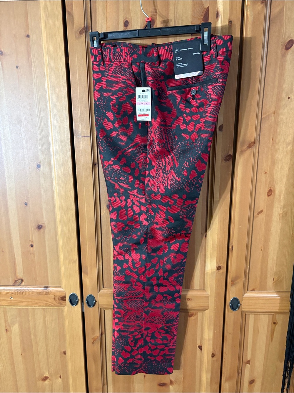 INC International Concepts Red and Black Animal Print Dress Pants